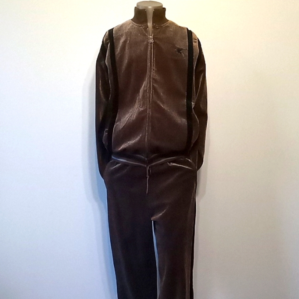 Rare Collectors 2pc Brown & Black Velour Tracksuit by Stacy Adams